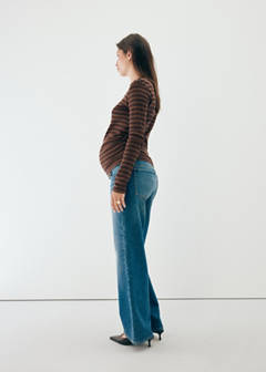 Striped boat-neck t-shirt — Brown 3
