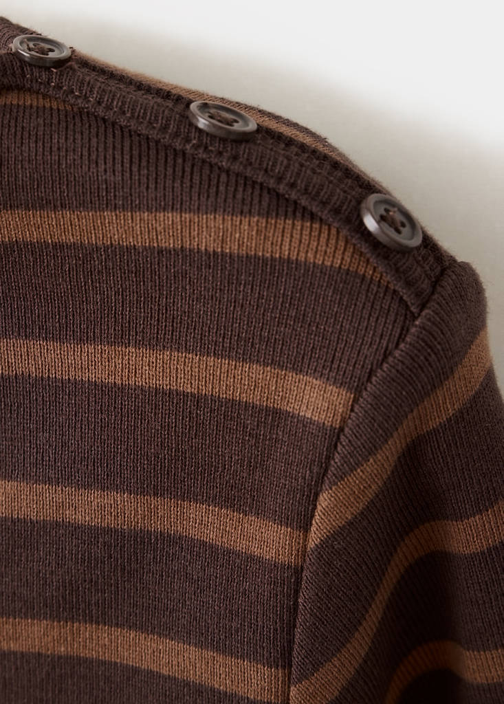 Striped boat-neck t-shirt — Brown