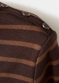 Striped boat-neck t-shirt — Brown 6