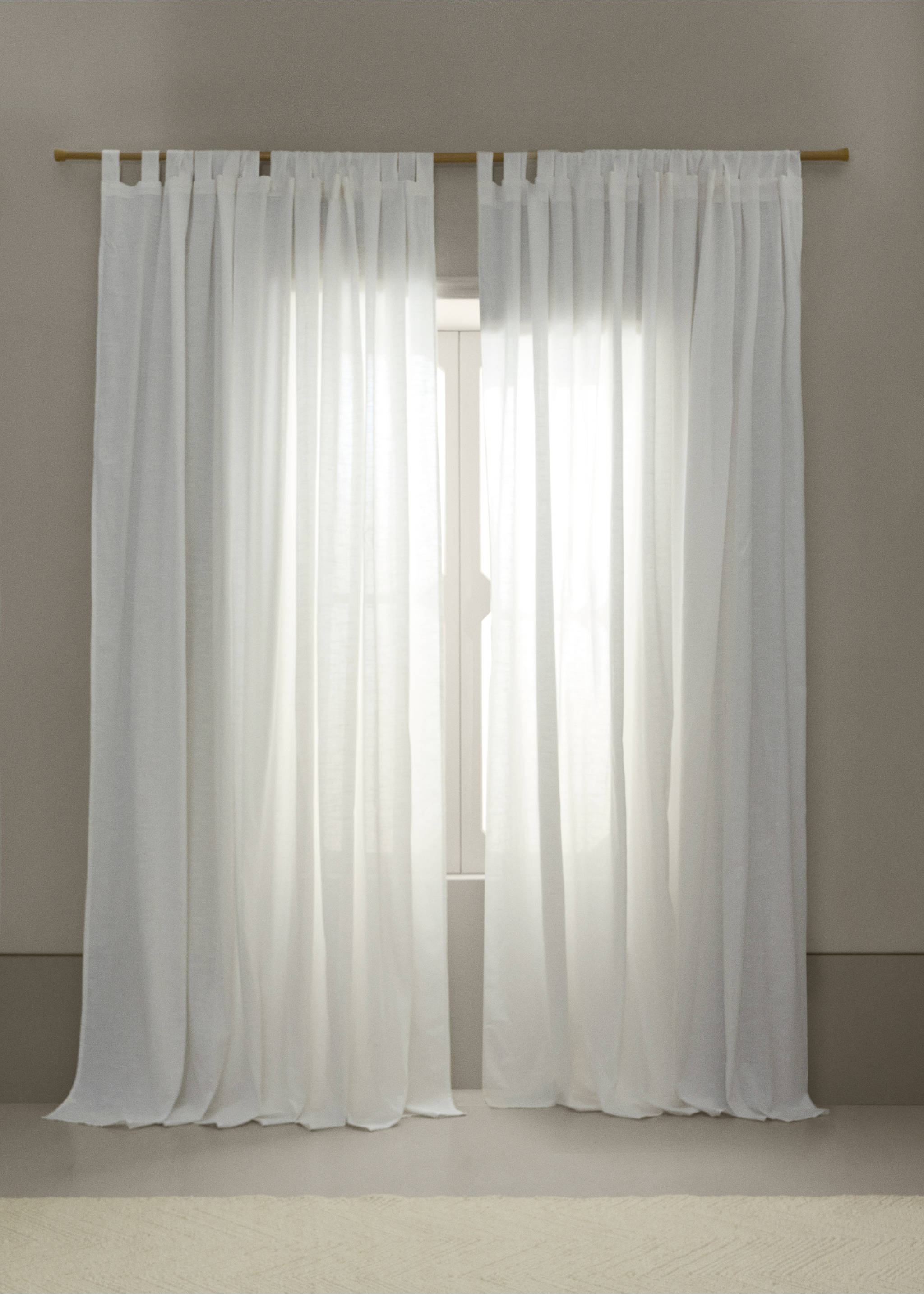 Medium-opacity cotton curtain - General plane, Off White. Ref: 37074082-00.