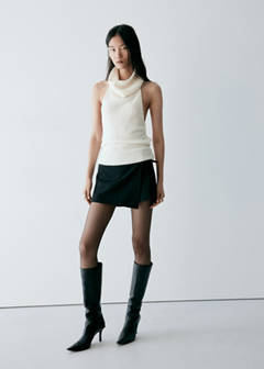 Wraparound skort with buckle — Black 2