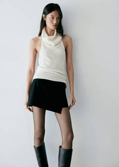 Wraparound skort with buckle — Black 1