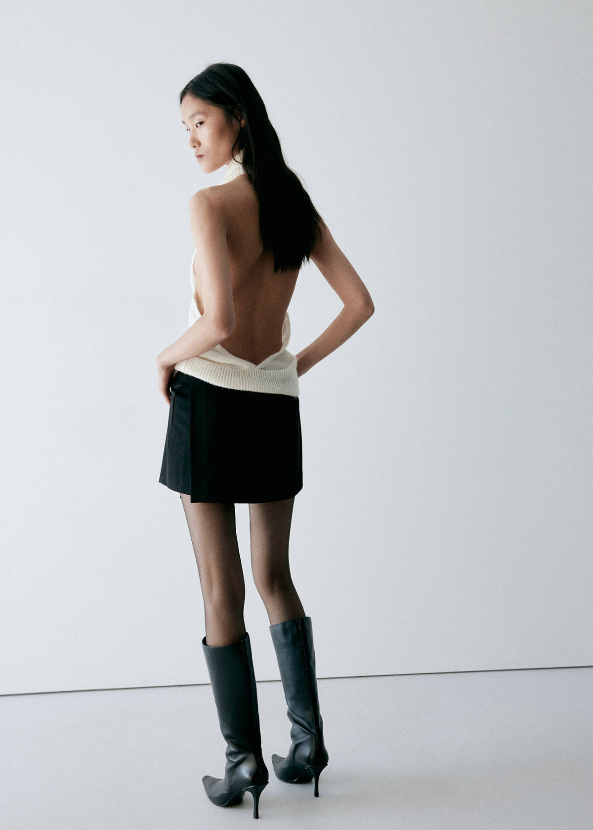 Wraparound skort with buckle — Black
