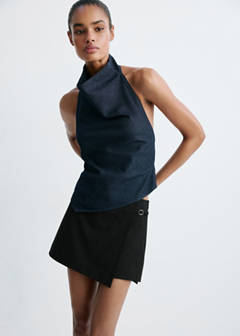 Wraparound skort with buckle — Black 4