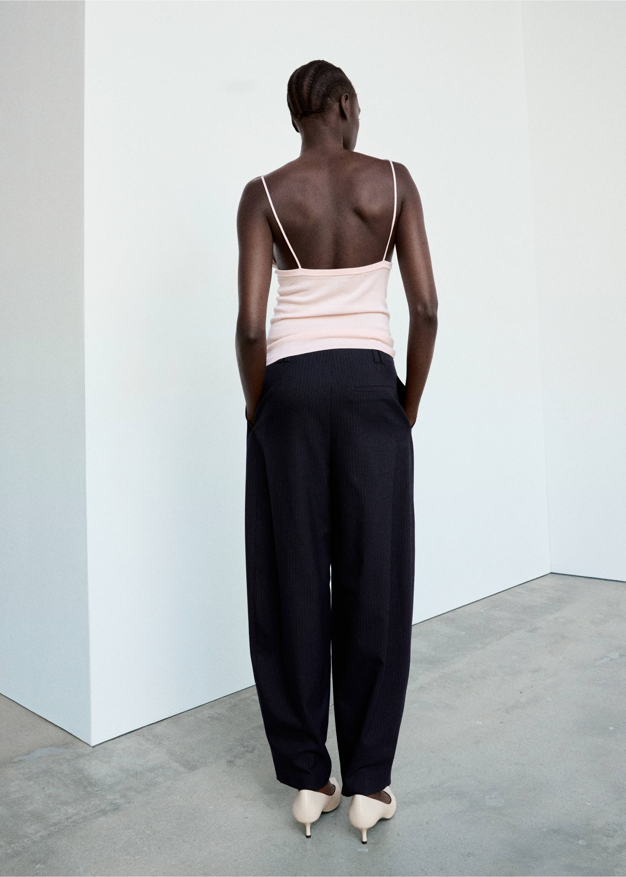 Lace knit top - Reverse of the article, Pastel Pink. Ref: 37074086-00.