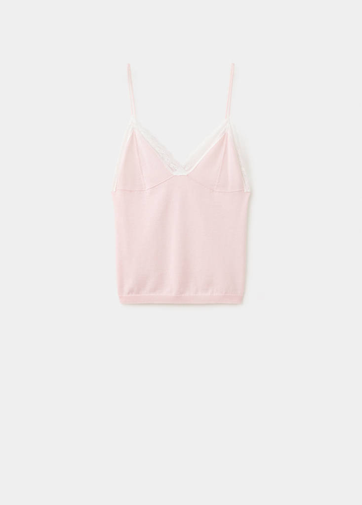 Lace knit top — Pastel Pink