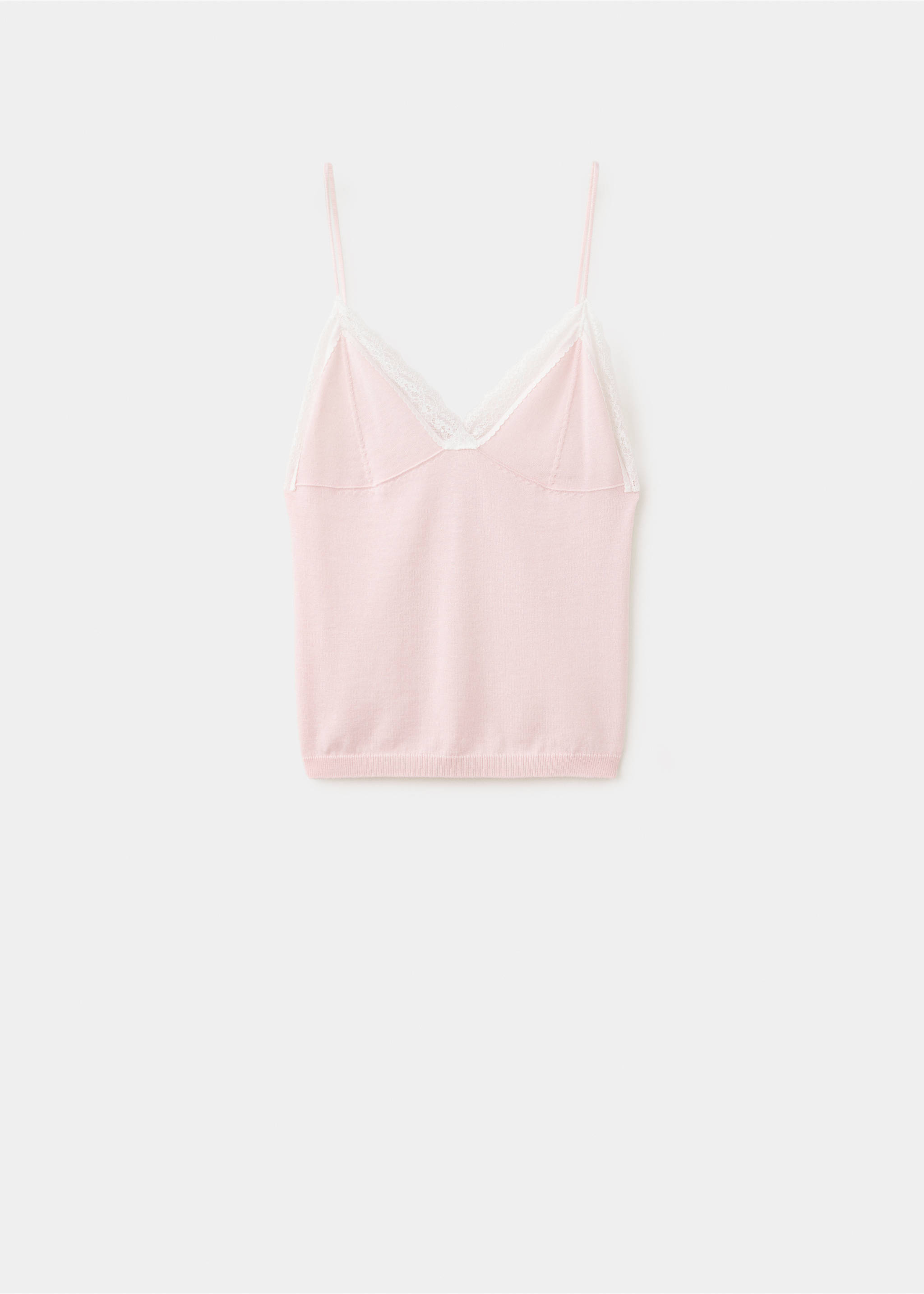 Lace knit top - Article without model, Pastel Pink. Ref: 37074086-00.