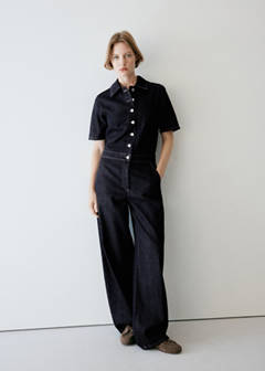Short-sleeved denim jumpsuit — Open Blue 2
