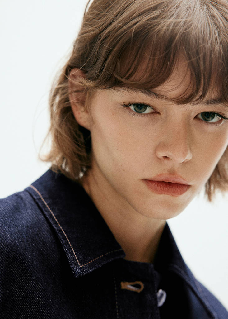 Short-sleeved denim jumpsuit — Open Blue