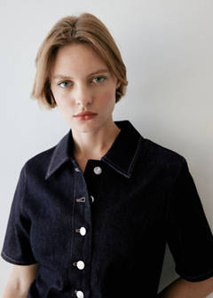 Short-sleeved denim jumpsuit — Open Blue 4