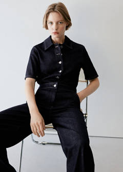 Short-sleeved denim jumpsuit — Open Blue 5
