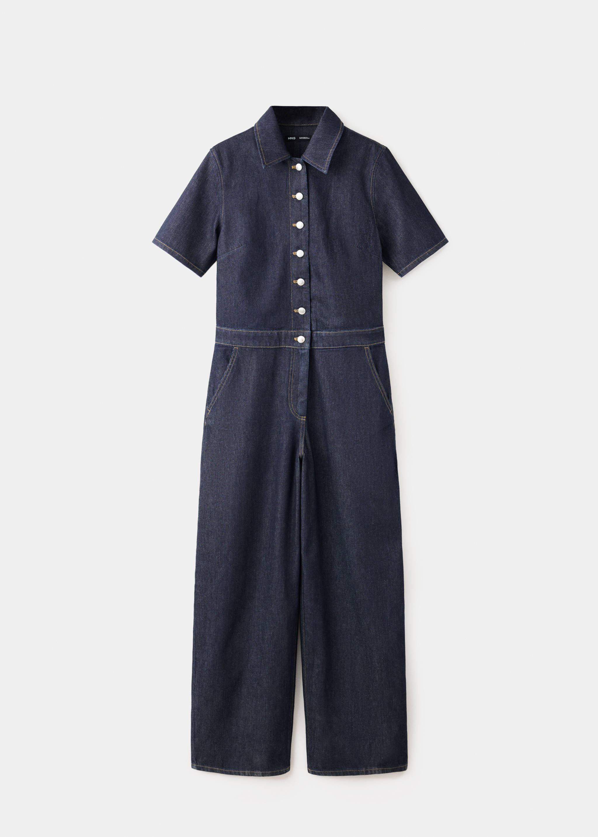 Short-sleeved denim jumpsuit - Article without model