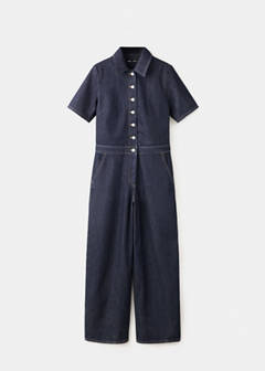 Short-sleeved denim jumpsuit — Open Blue 7