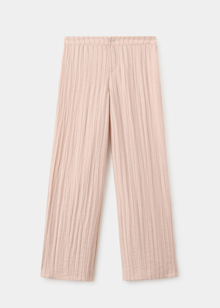 Low-rise textured striped trousers — Pastel Pink