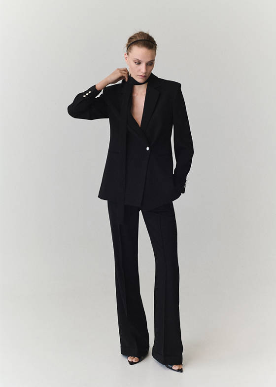 Kemerli kruvaze blazer ceket
