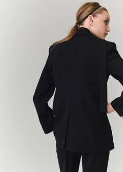 Double-breasted belted suit blazer — Black 3