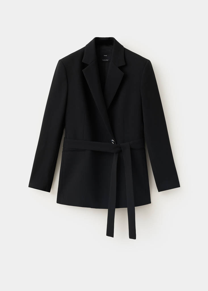 Double-breasted belted suit blazer - thumbnail 4