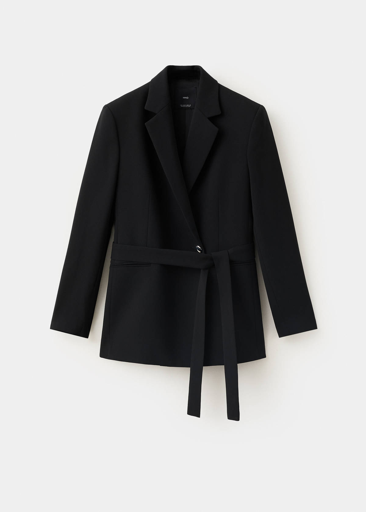 Double-breasted belted suit blazer — Black