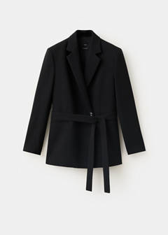 Double-breasted belted suit blazer — Black 5