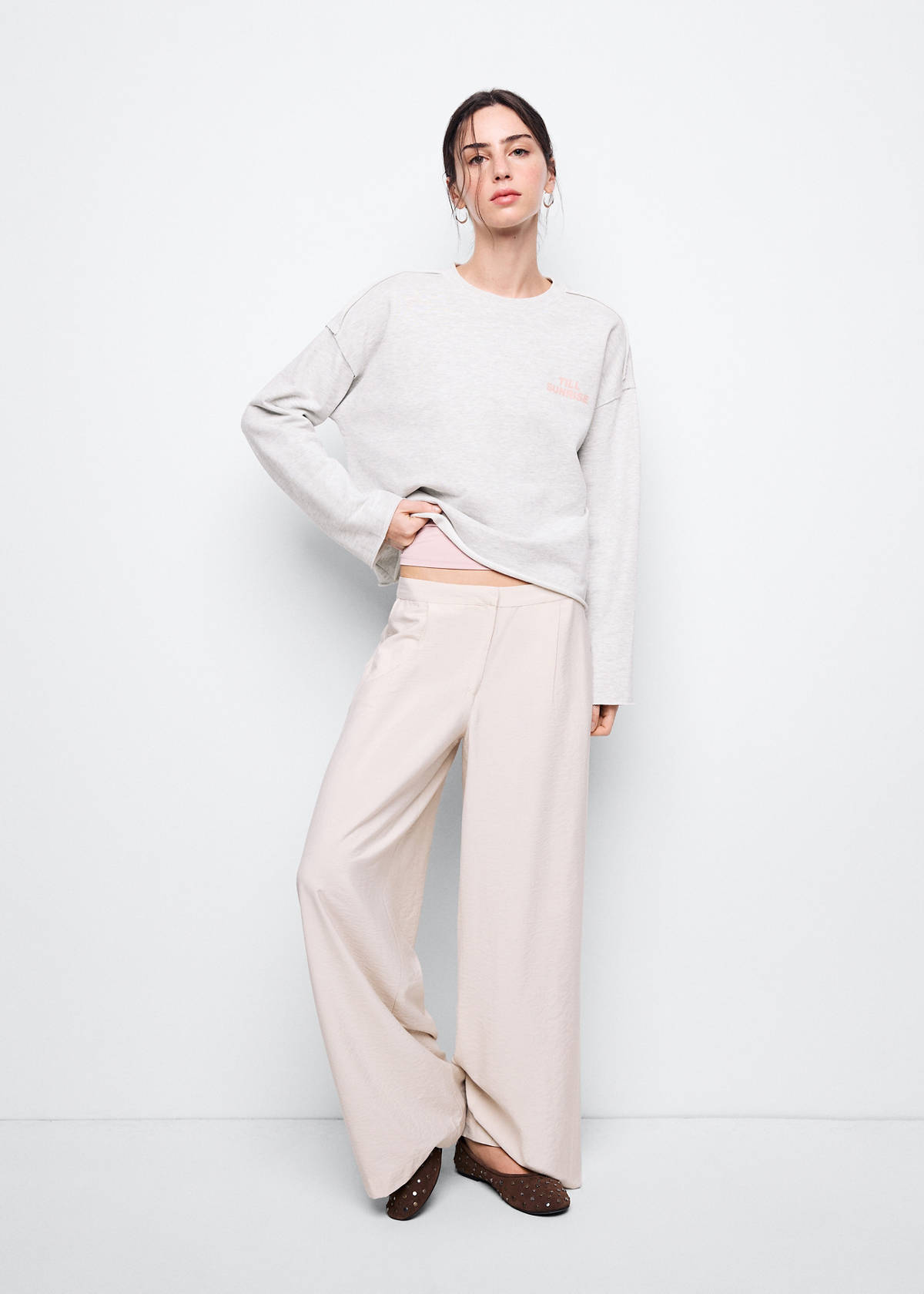 Sweatshirt with printed text — Light Heather Grey