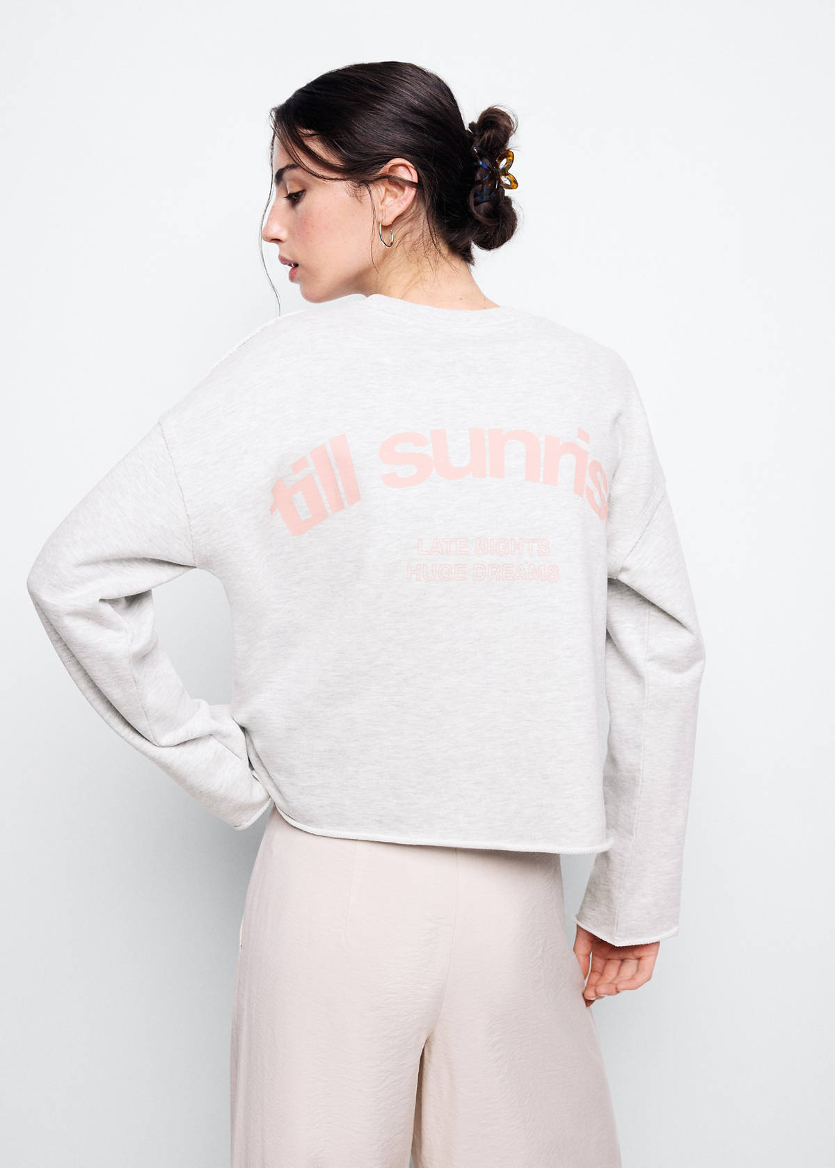 Sweatshirt with printed text — Light Heather Grey