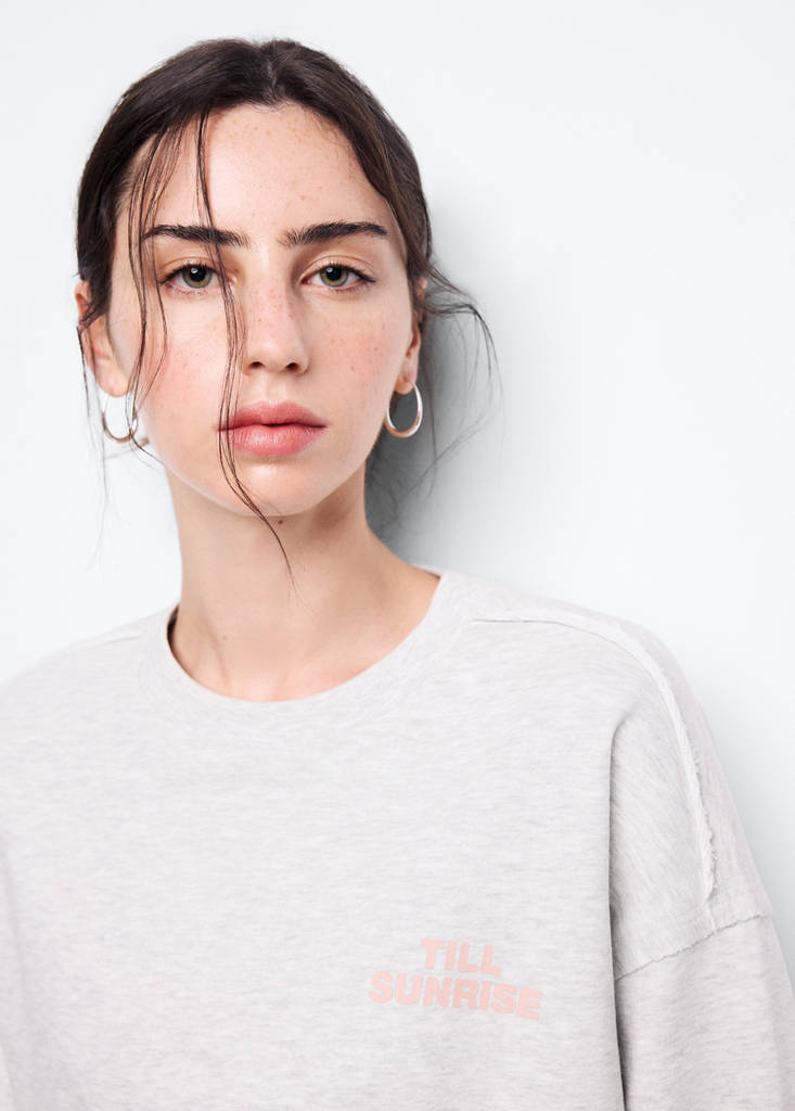 Sweatshirt with printed text — Light Heather Grey