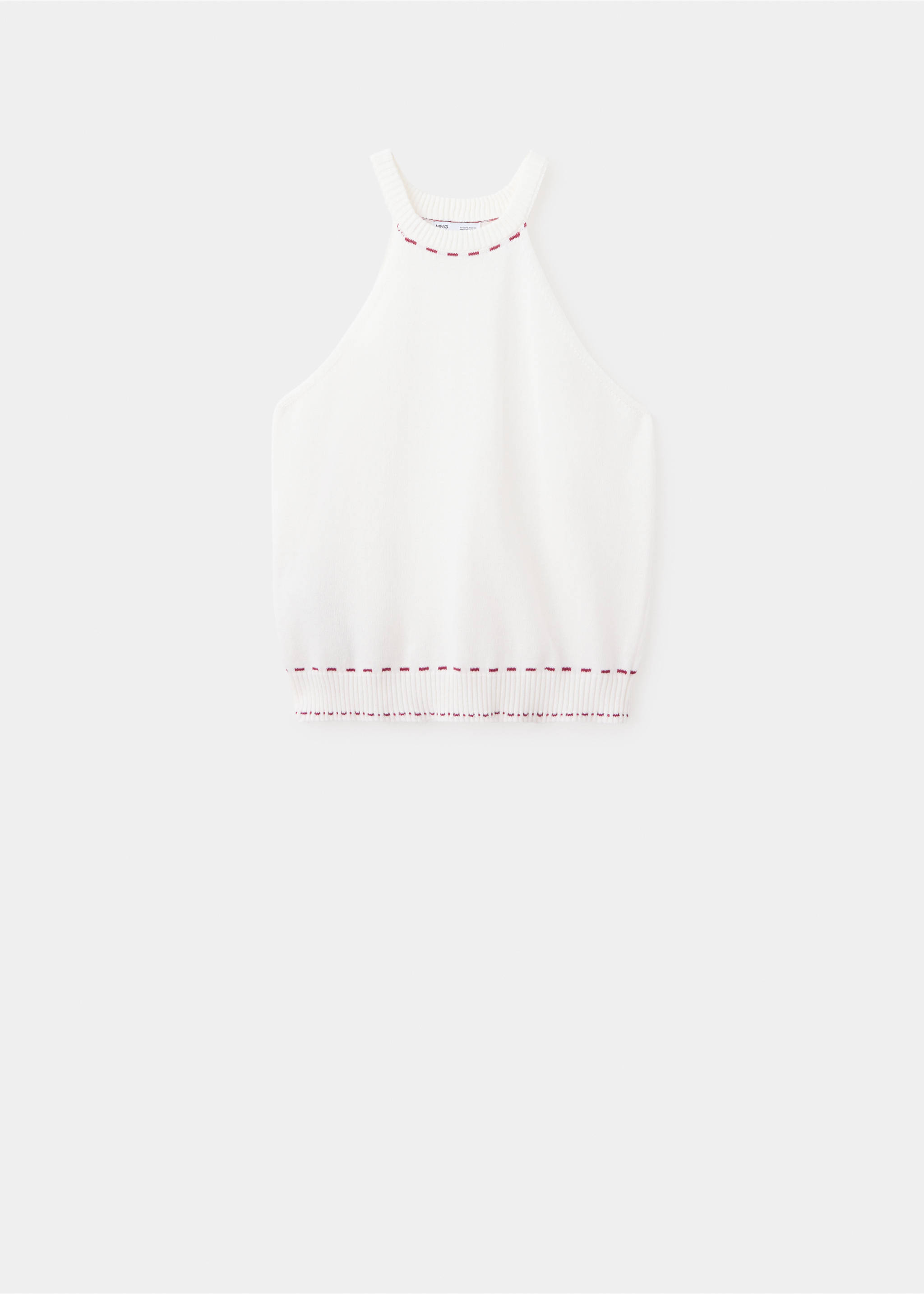 Contrast knit halter top - Article without model, Off White. Ref: 37074095-00.