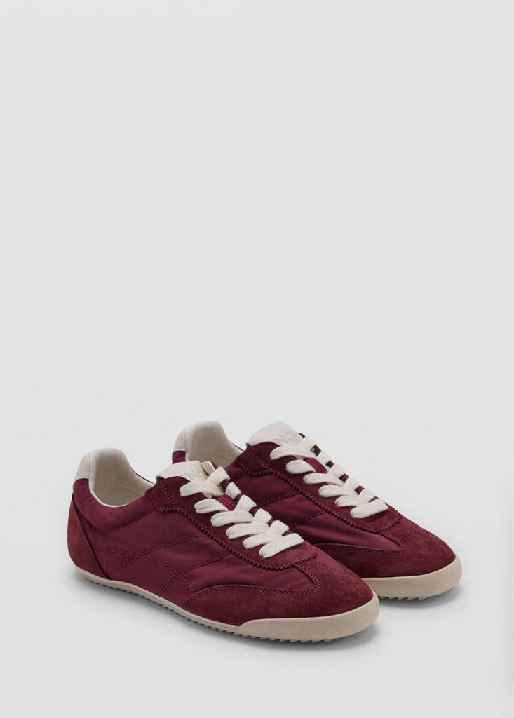 Contrast leather trainers