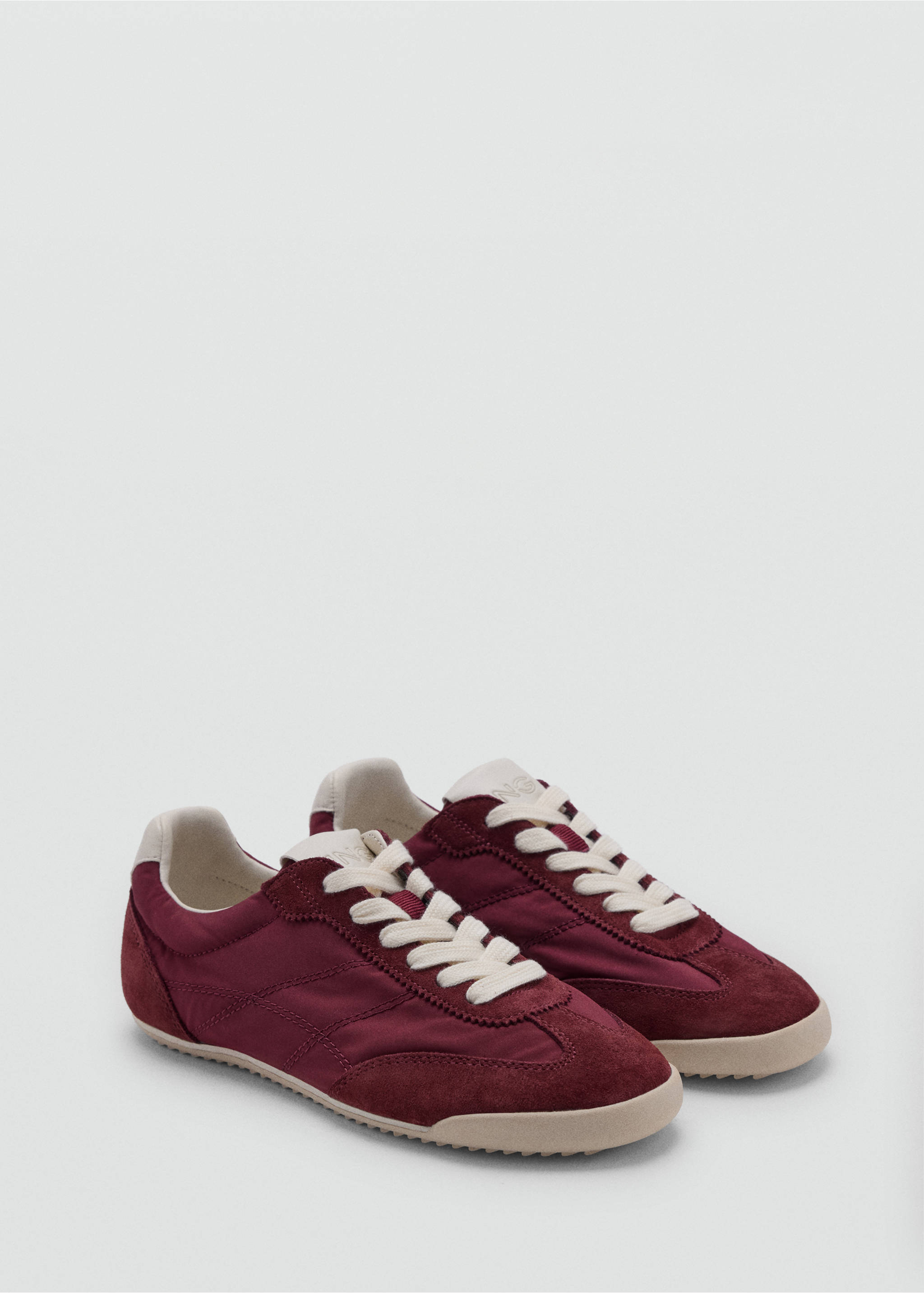 Contrast leather trainers - Medium plane, Burgundy. Ref: 37074096-00.