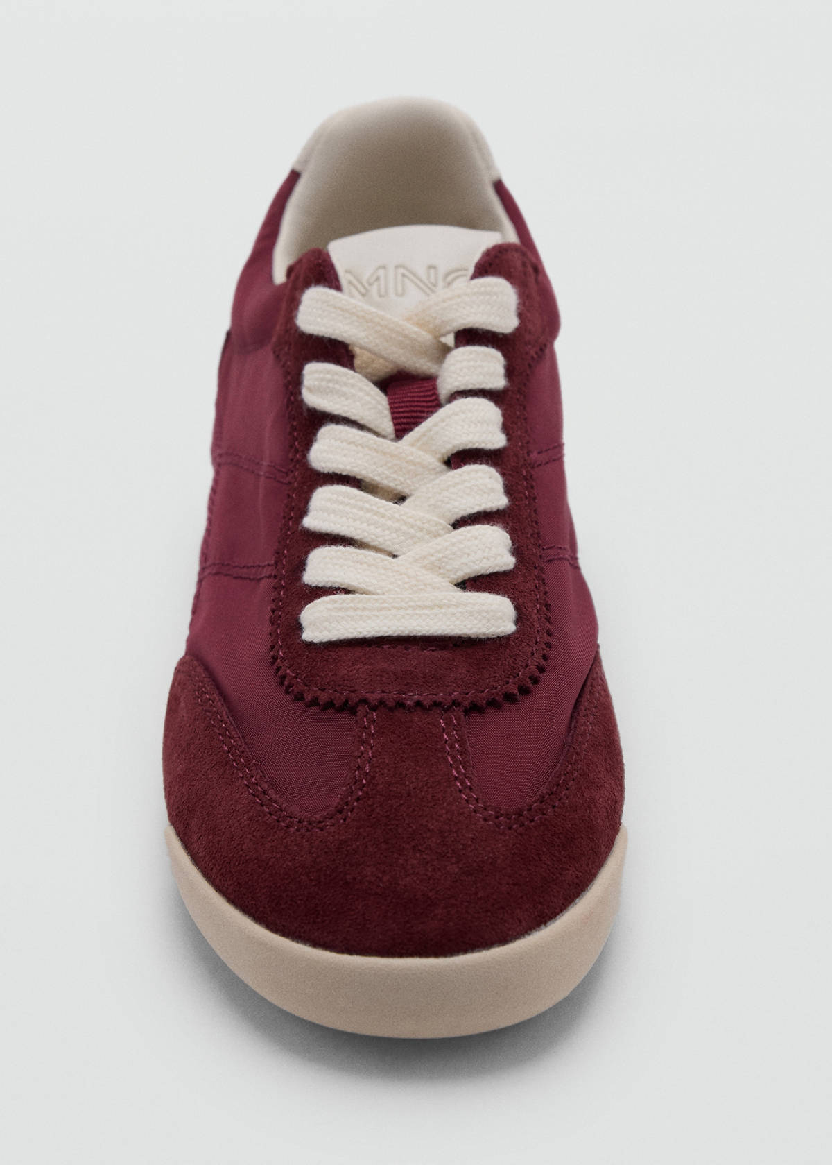 Contrast leather trainers — Burgundy