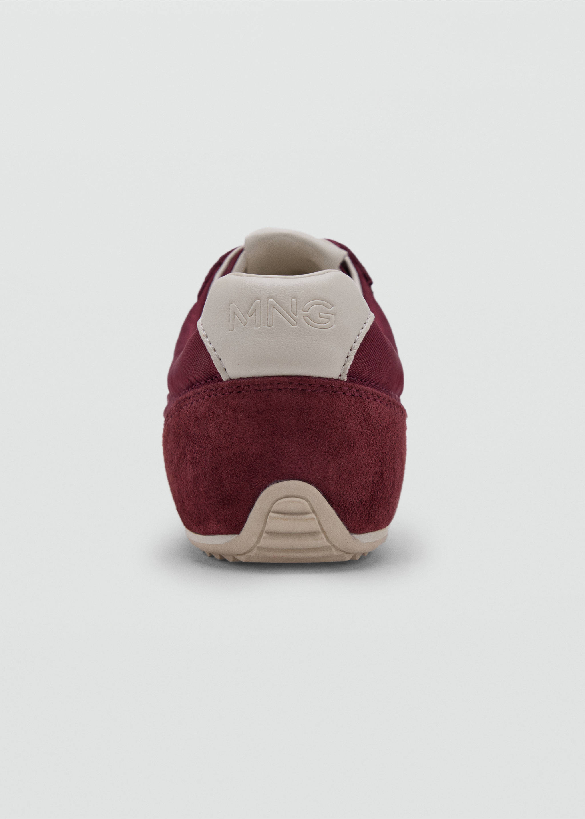 Contrast leather trainers - Details of the article 3, Burgundy. Ref: 37074096-00.