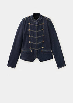 Denim jacket with decorative frog closures — Open Blue 5
