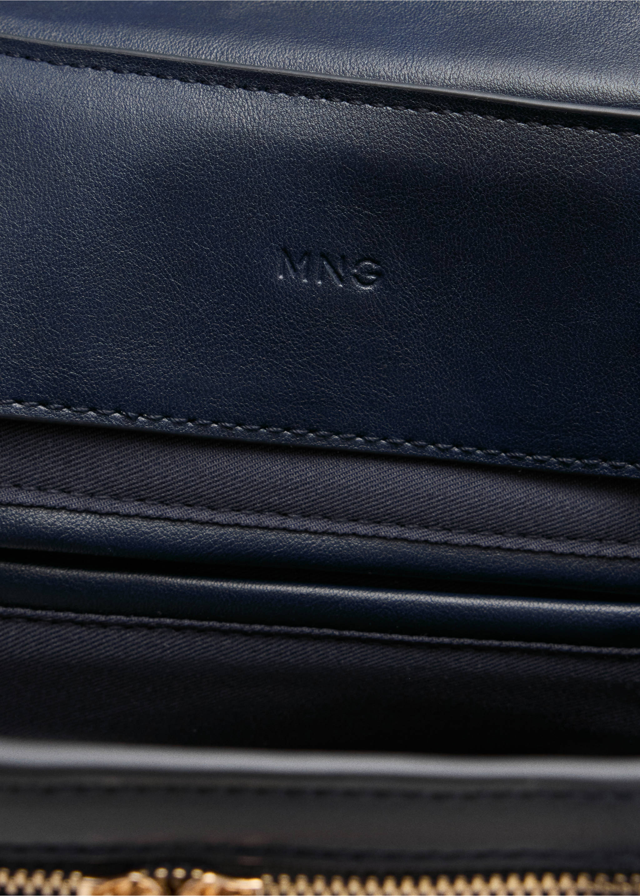 Handbag with zips - Details of the article 4, Navy. Ref: 37074099-00.