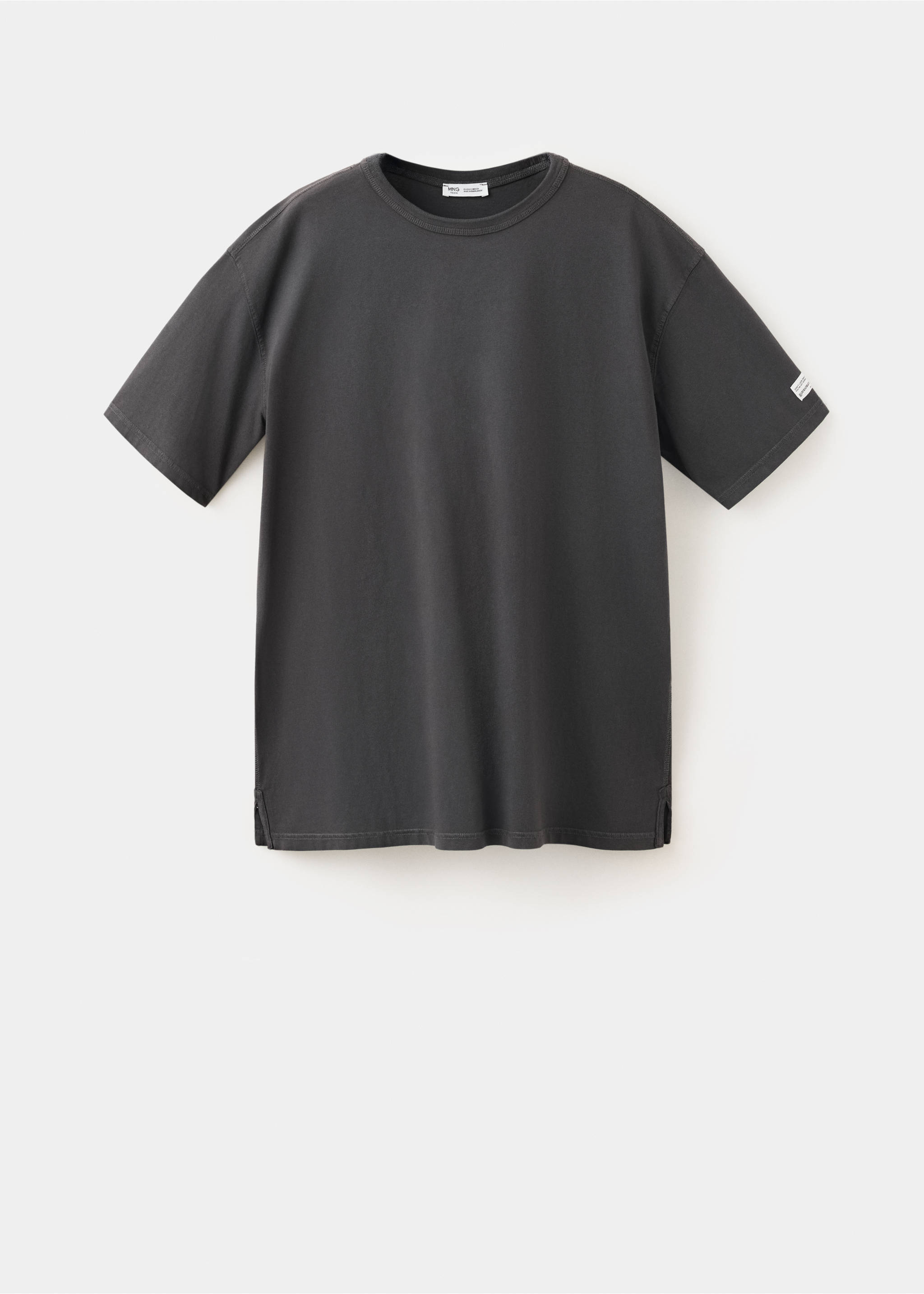 Short-sleeved cotton t-shirt - Article without model, Charcoal. Ref: 37074101-00.