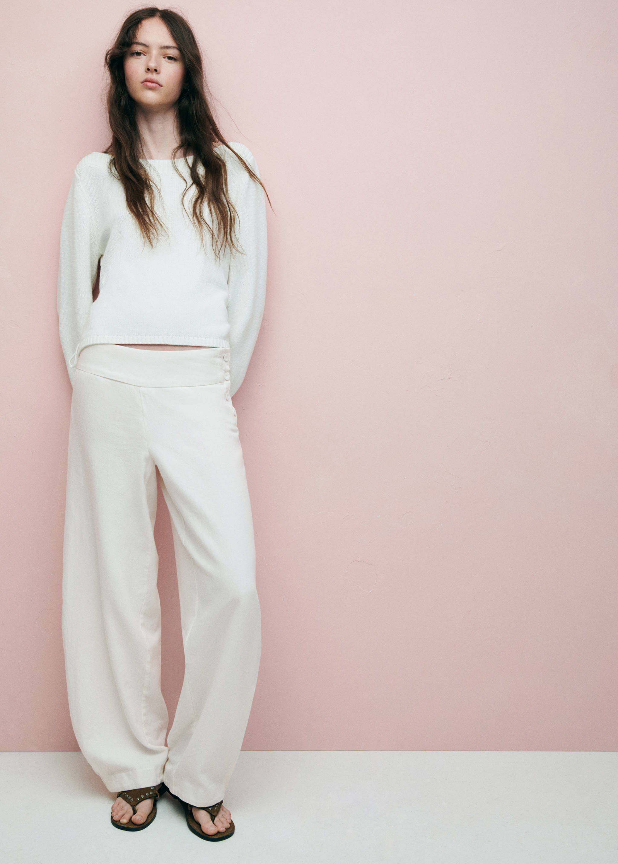Barrel trousers with button detail - General plane