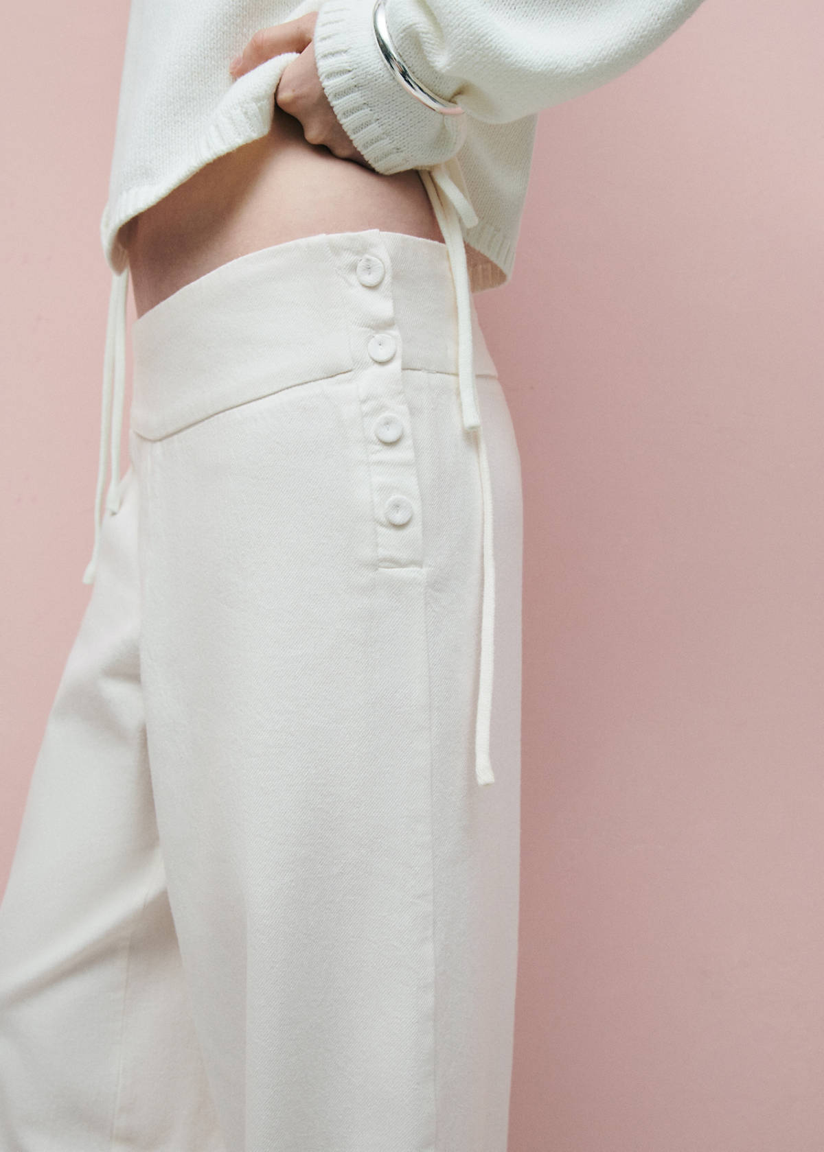 Barrel trousers with button detail — Off White