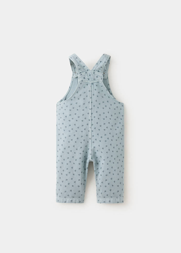Floral print denim dungarees — Blue