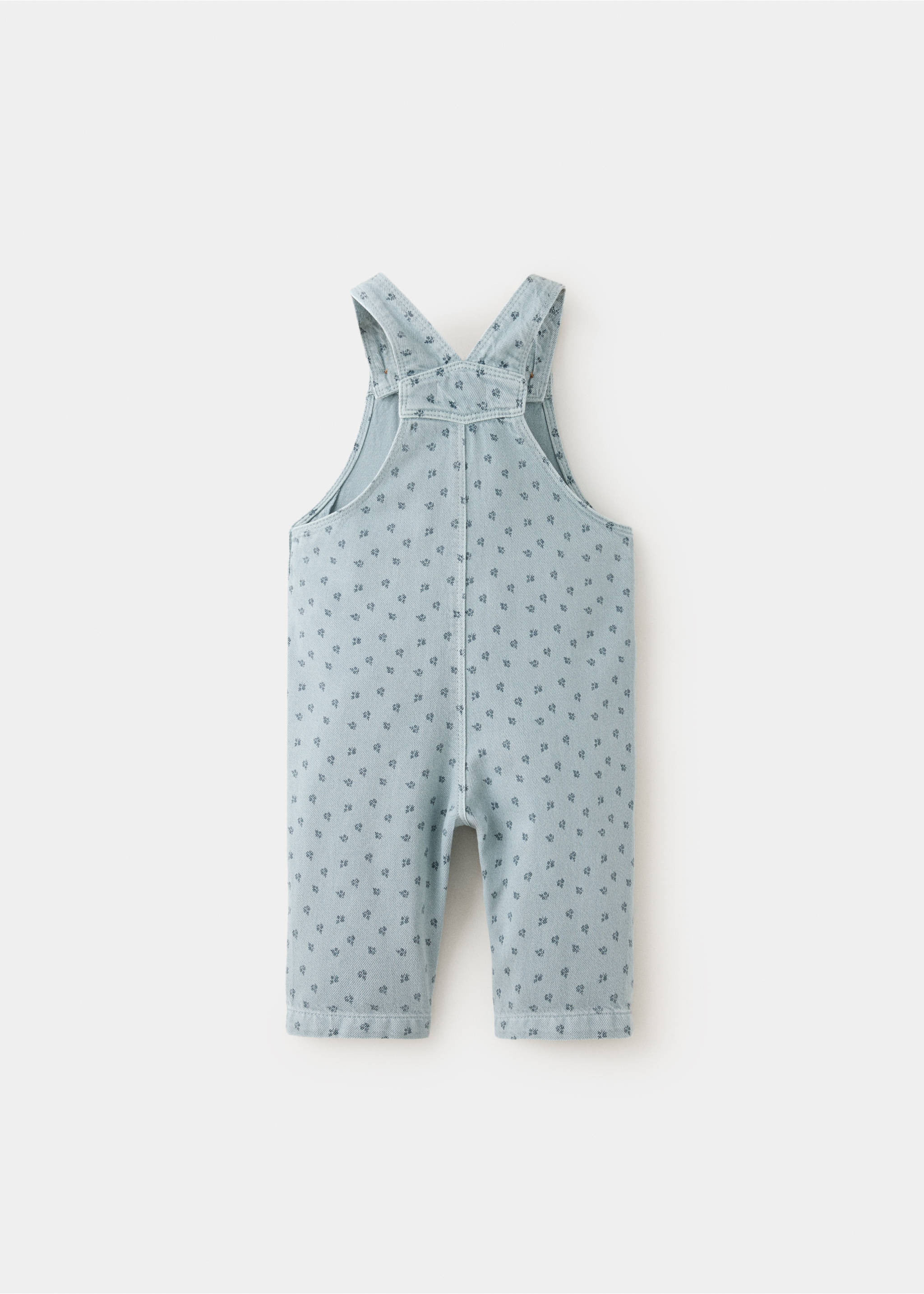 Latzhose aus Denim mit Blumenmuster - Rückseite des Artikels, Blau. Ref: 37074104-00.