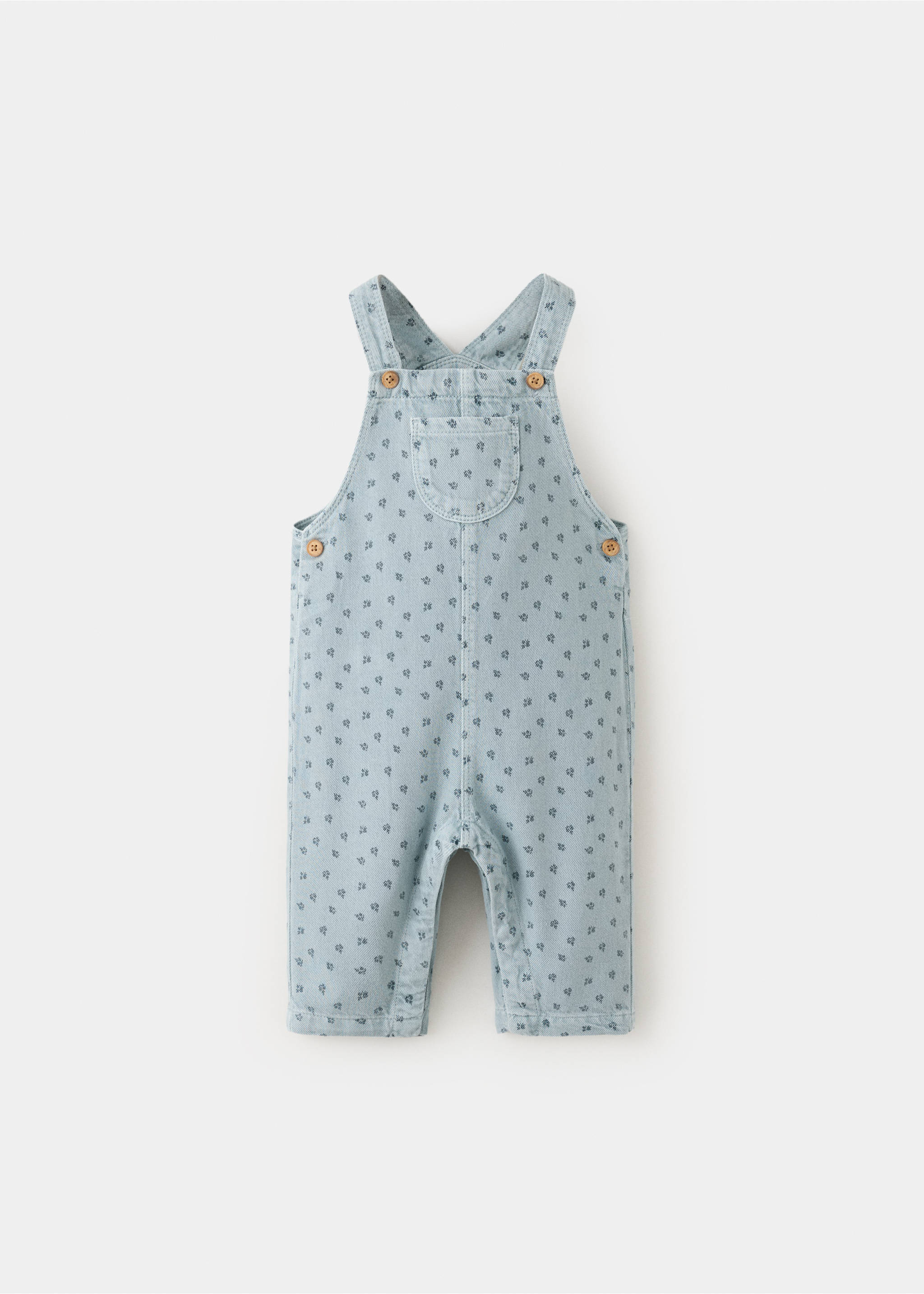 Latzhose aus Denim mit Blumenmuster - Artikel ohne Model, Blau. Ref: 37074104-00.