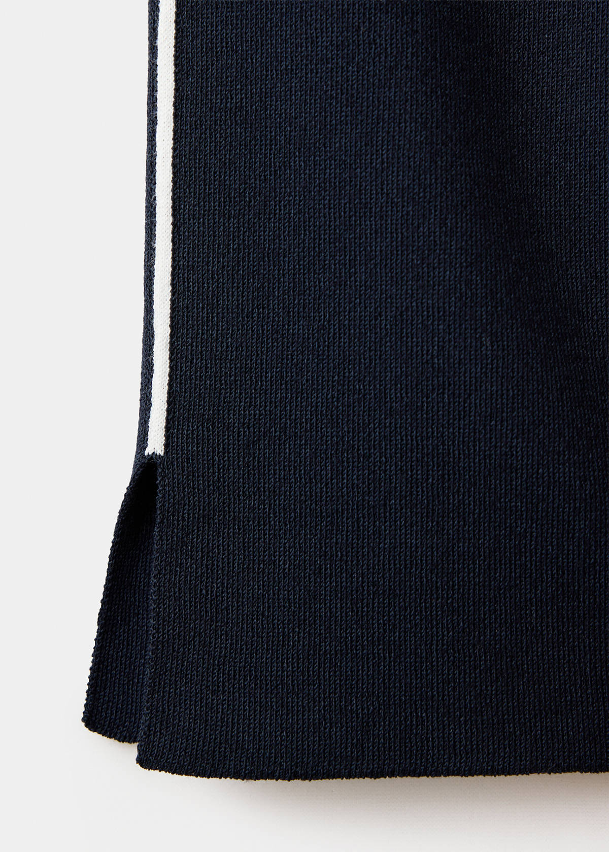 Contrast stripe capri knit trousers — Navy