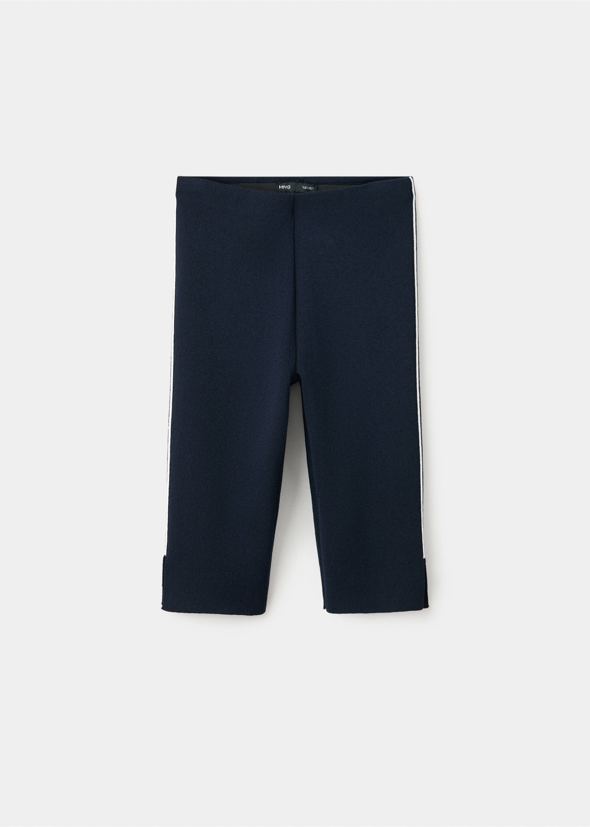 Contrast-stripe knit capri pants - Article without model, Navy. Ref: 37074105-00.