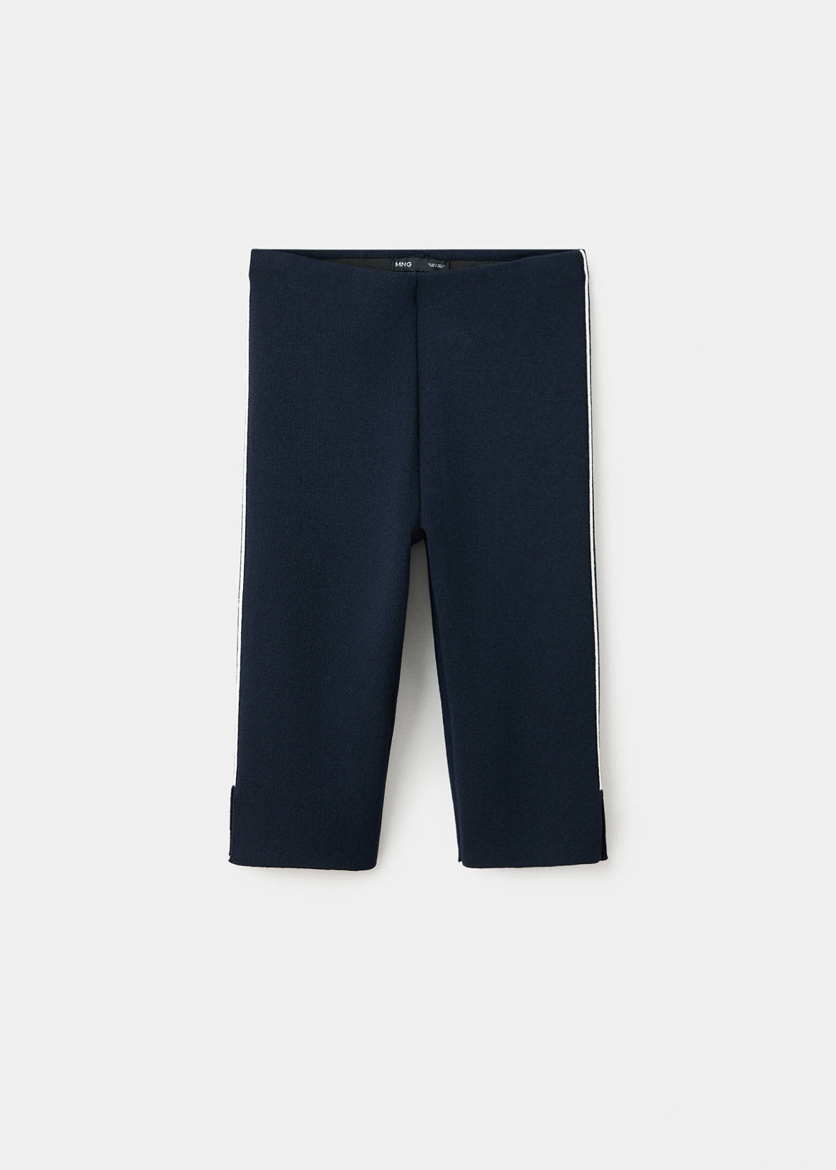 Contrast stripe capri knit trousers — Navy