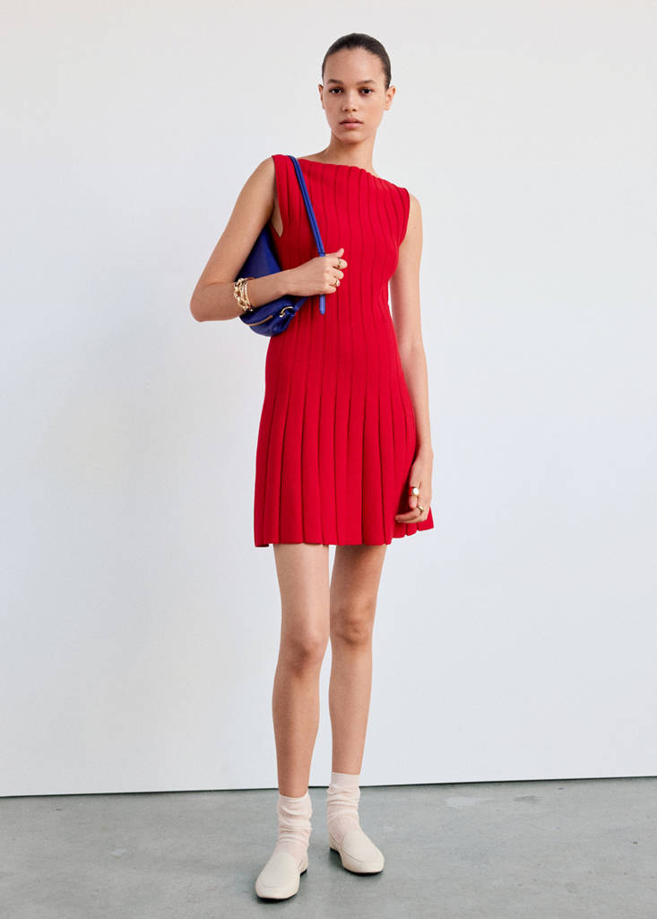 Ribbed knit dress — Red