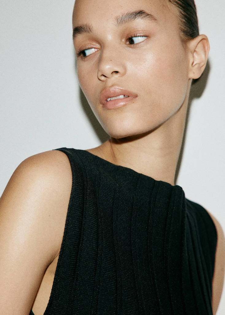 Ribbed knit dress — Black