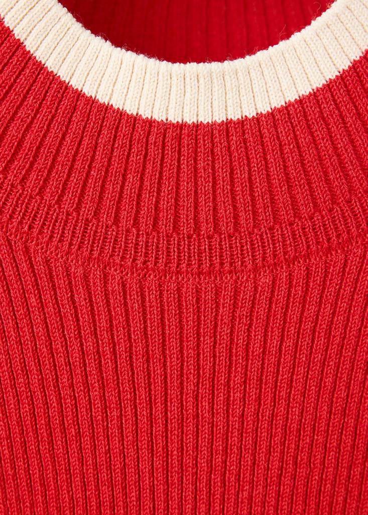 Ribbed top with contrasting trim — Red