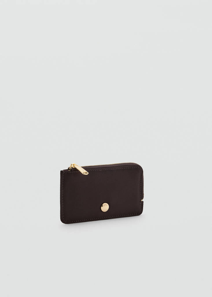 Nylon zip cardholder — Chocolate