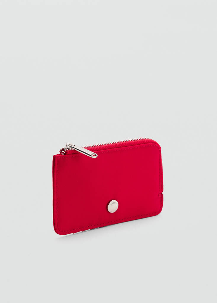 Nylon zip cardholder — Red