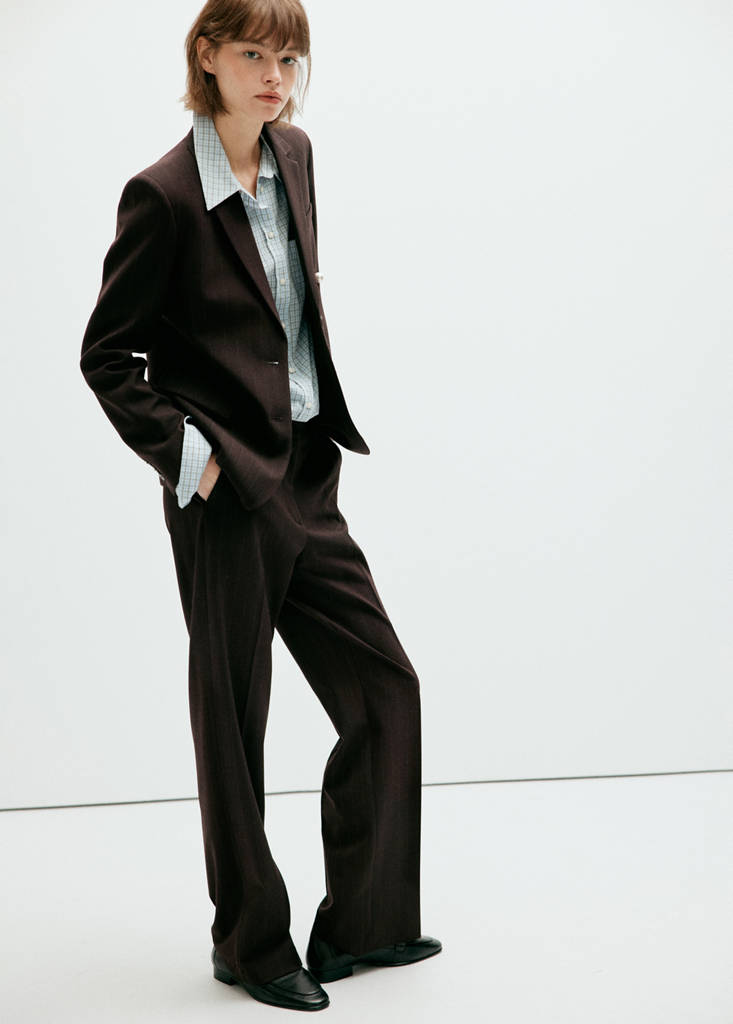 Straight-fit suit blazer — Brown