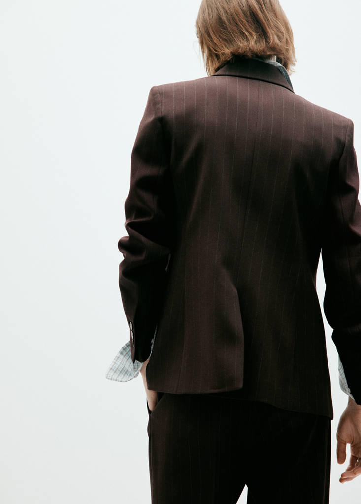 Straight-fit suit blazer — Brown