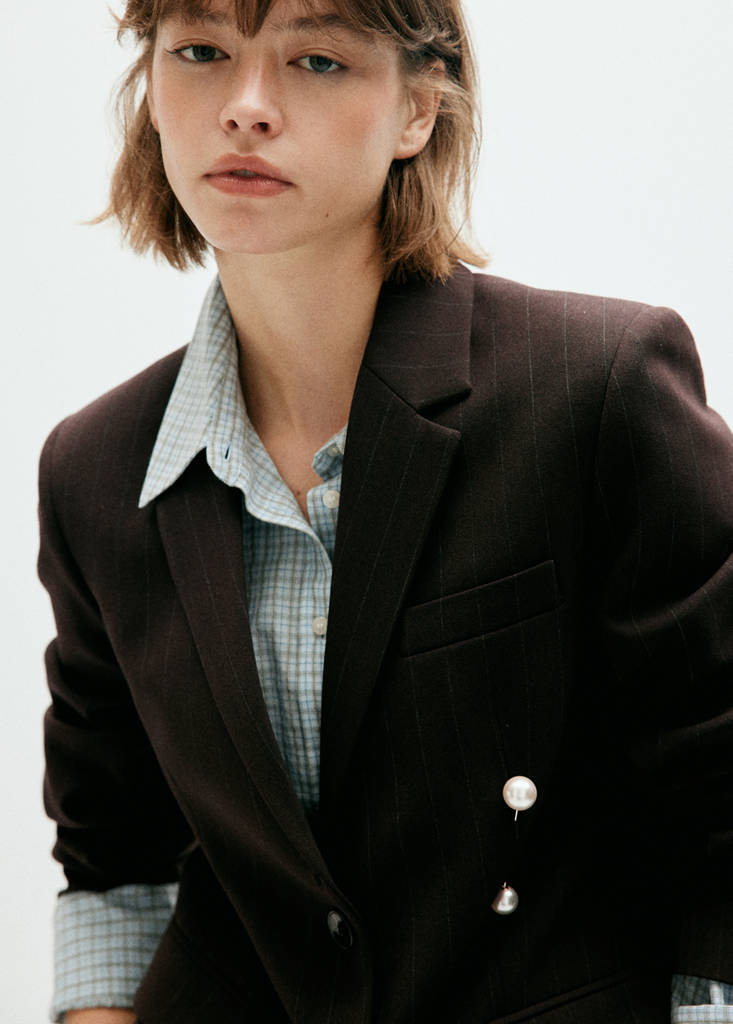 Straight-fit suit blazer — Brown